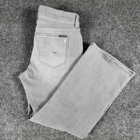 Hudson Natalie Distressed Flare Leg Jeans Grey Women's Size 29 Boho - Picture 7 of 15